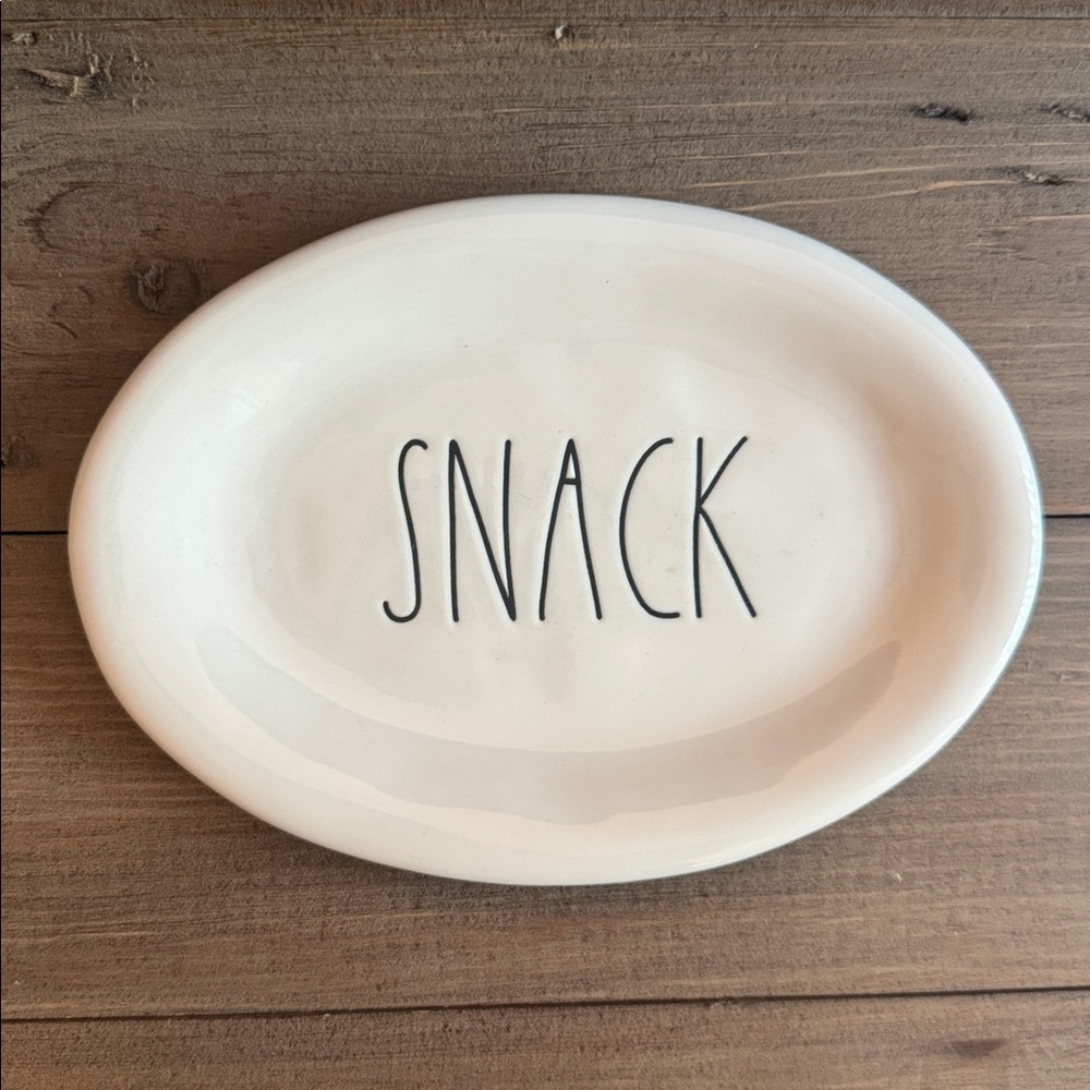 Rae Dunn Ceramic Oval Snack Plates (2) - Picture 3 of 7